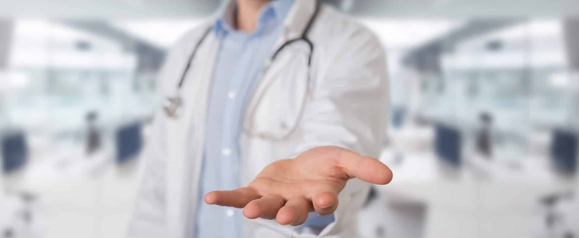 Doctor giving empty hands