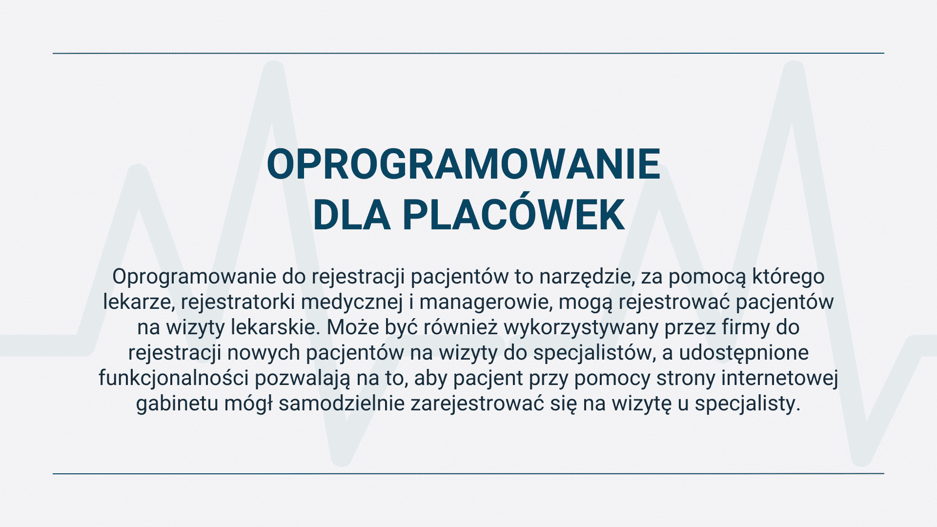 Oprogramowanie do rejestracji pacjentów i wizyt lekarskich z opcją samodzielnej rejestracji online.