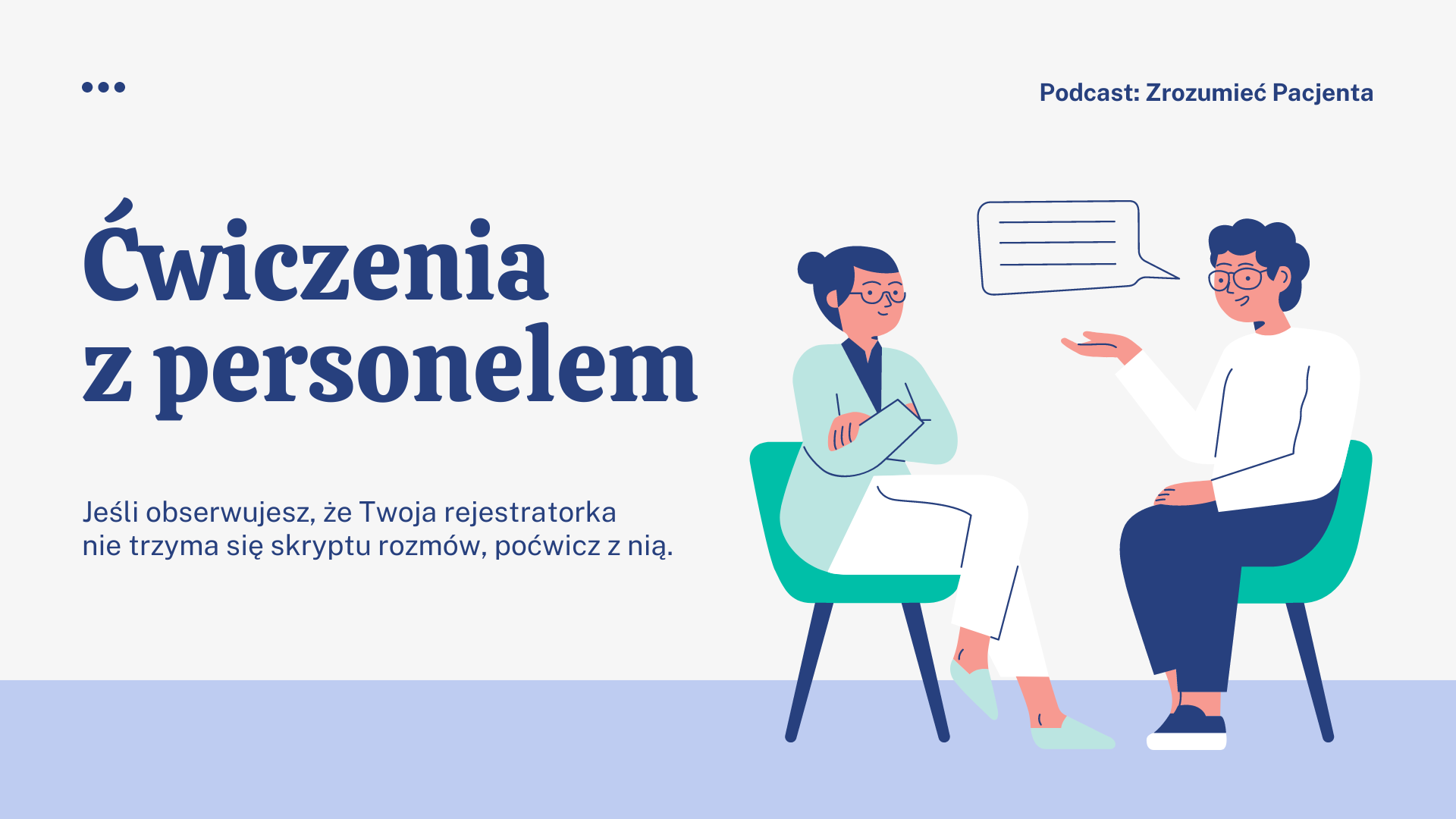 Okładka do podcastu Ćwiczenia z personelem. Dwie rozmawiające kobiety.