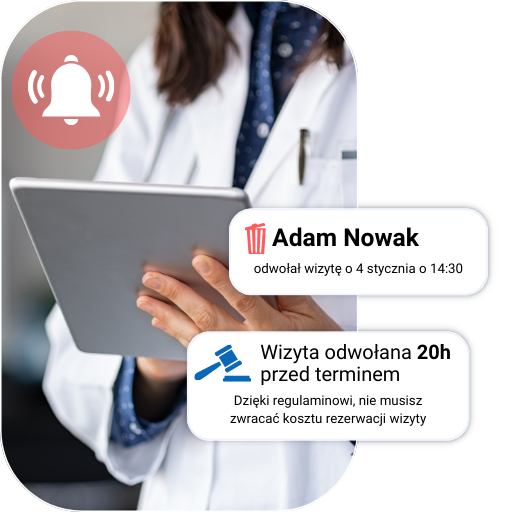 Wizyta odwołana 20h przed czasem, brak opłat za anulację.