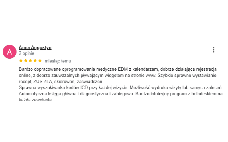 kalendarz, rejestracja, recepty, wyszukiwarka ICD, intuicyjne.