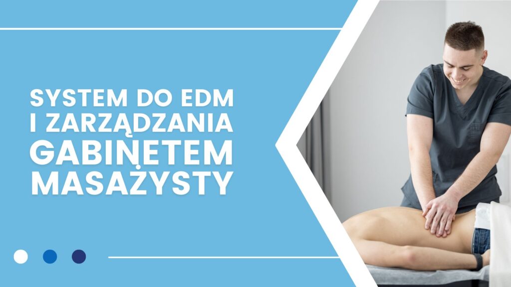 Osoba wykonująca masaż z systemem do EDM i zarządzania gabinetem masażysty.