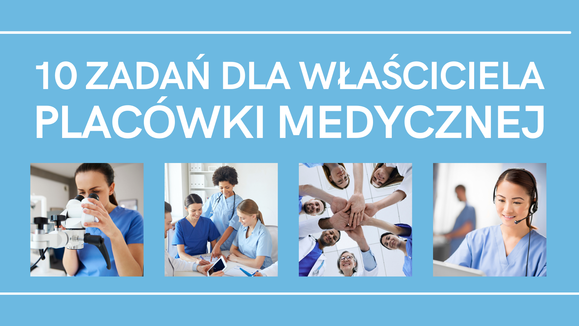 lekarze, współpraca, wsparcie, niebieskie tło.